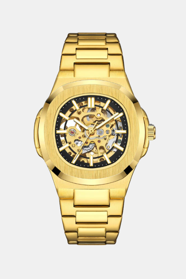 Alverano Skeleton Automatico Onyx Gold